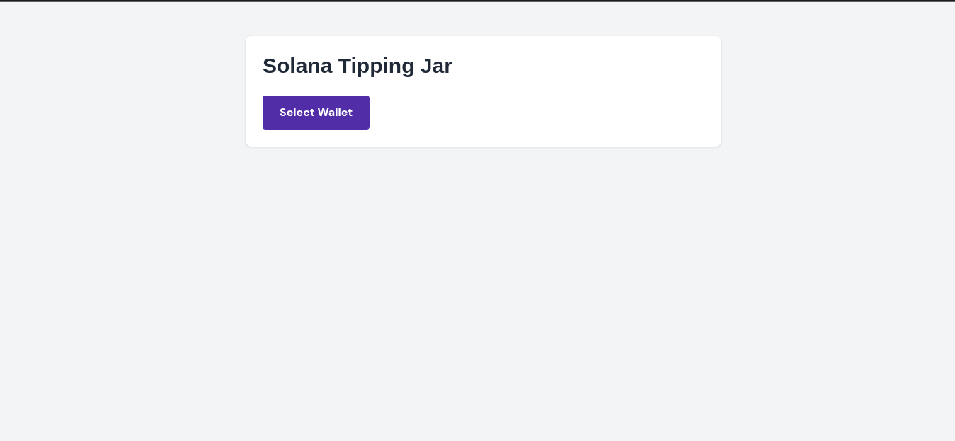 Screenshot of Solana Tipping Jar project